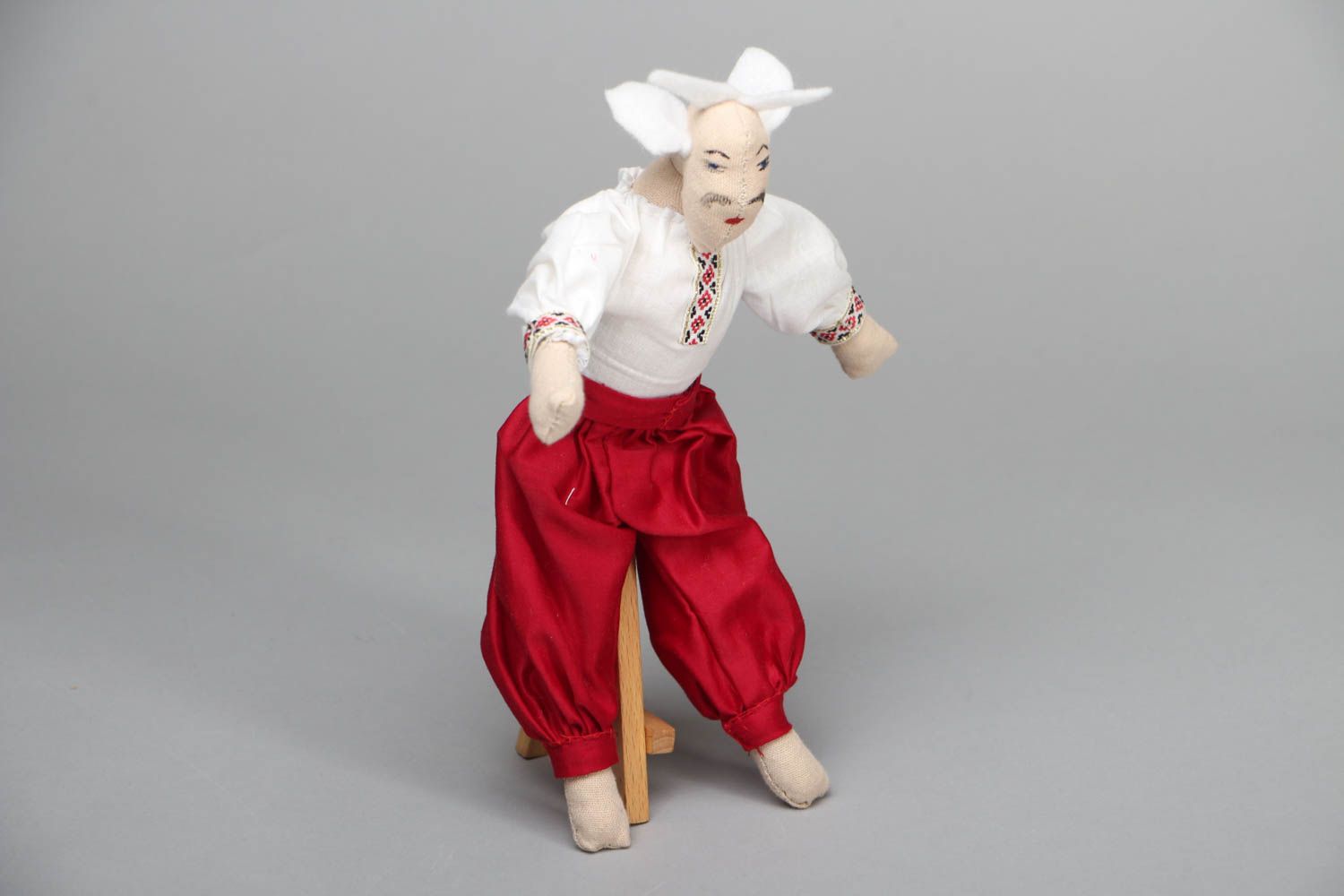 Designer fabric doll in folk suit photo 1