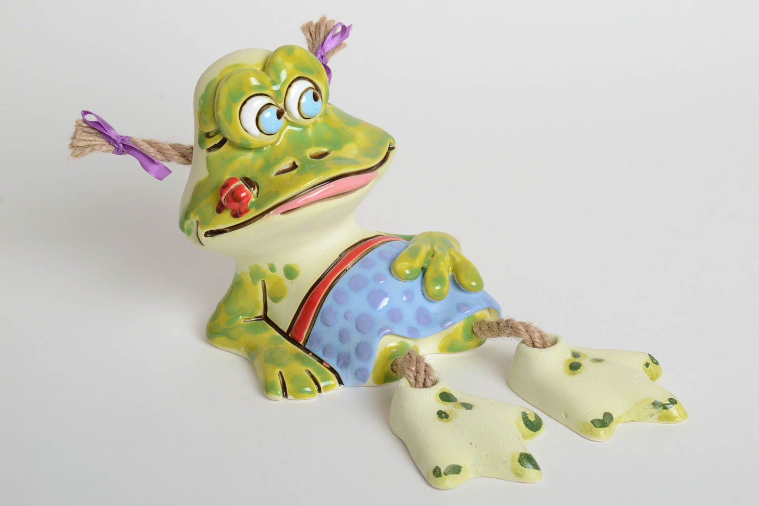 Tirelire grenouille faite main Figurine animal en argile Cadeau pour enfant photo 2