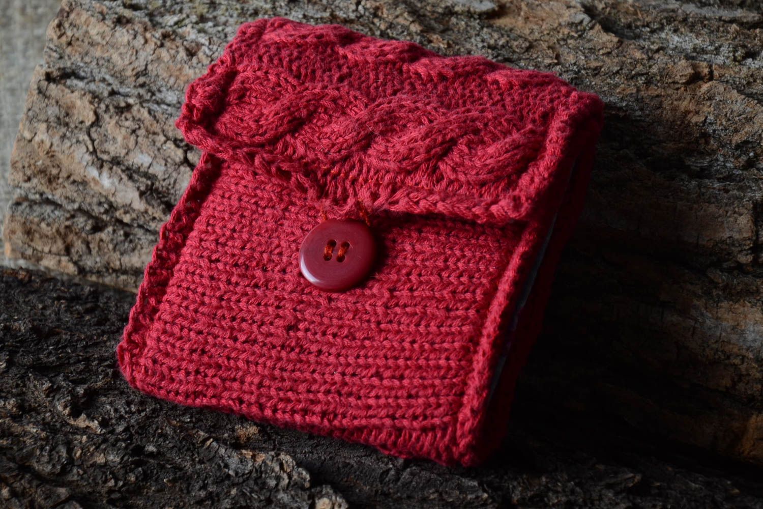 Portefeuille rose Accessoire femme tissu tricot pliable Cadeau original photo 1