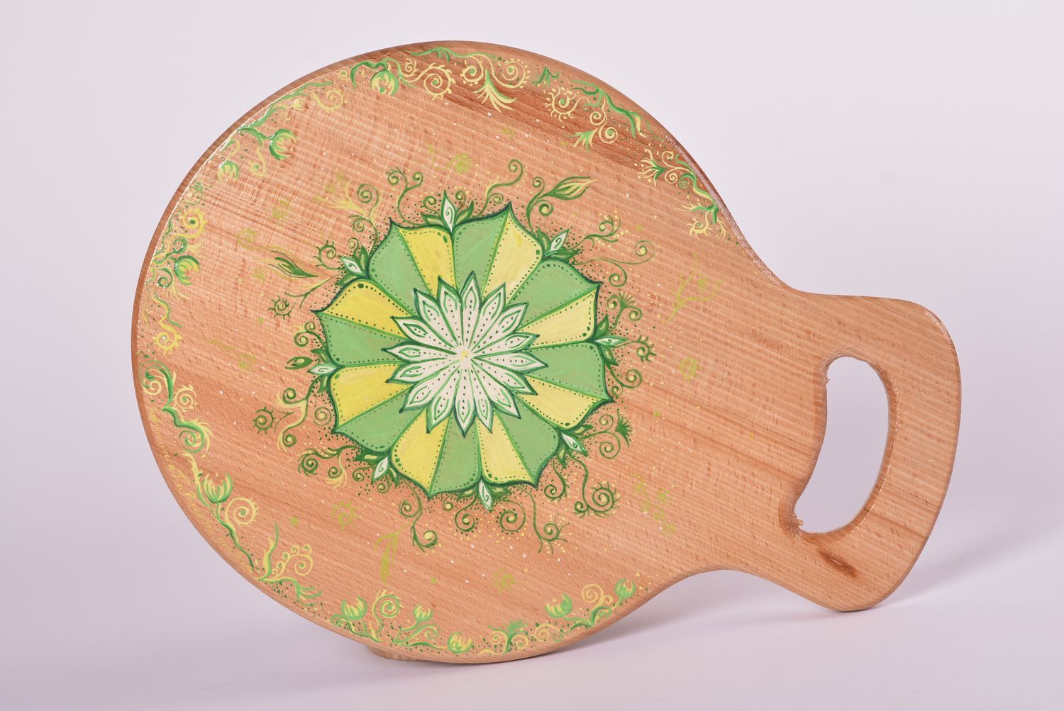 Handmade Schneidebrett Holz Küche Deko Geschenk für Frauen mit grüner Blume foto 1