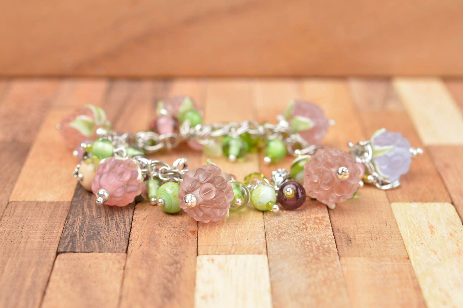 Handmade bracelet with glass beads fashion jewelry chain bracelet gift for girl photo 2