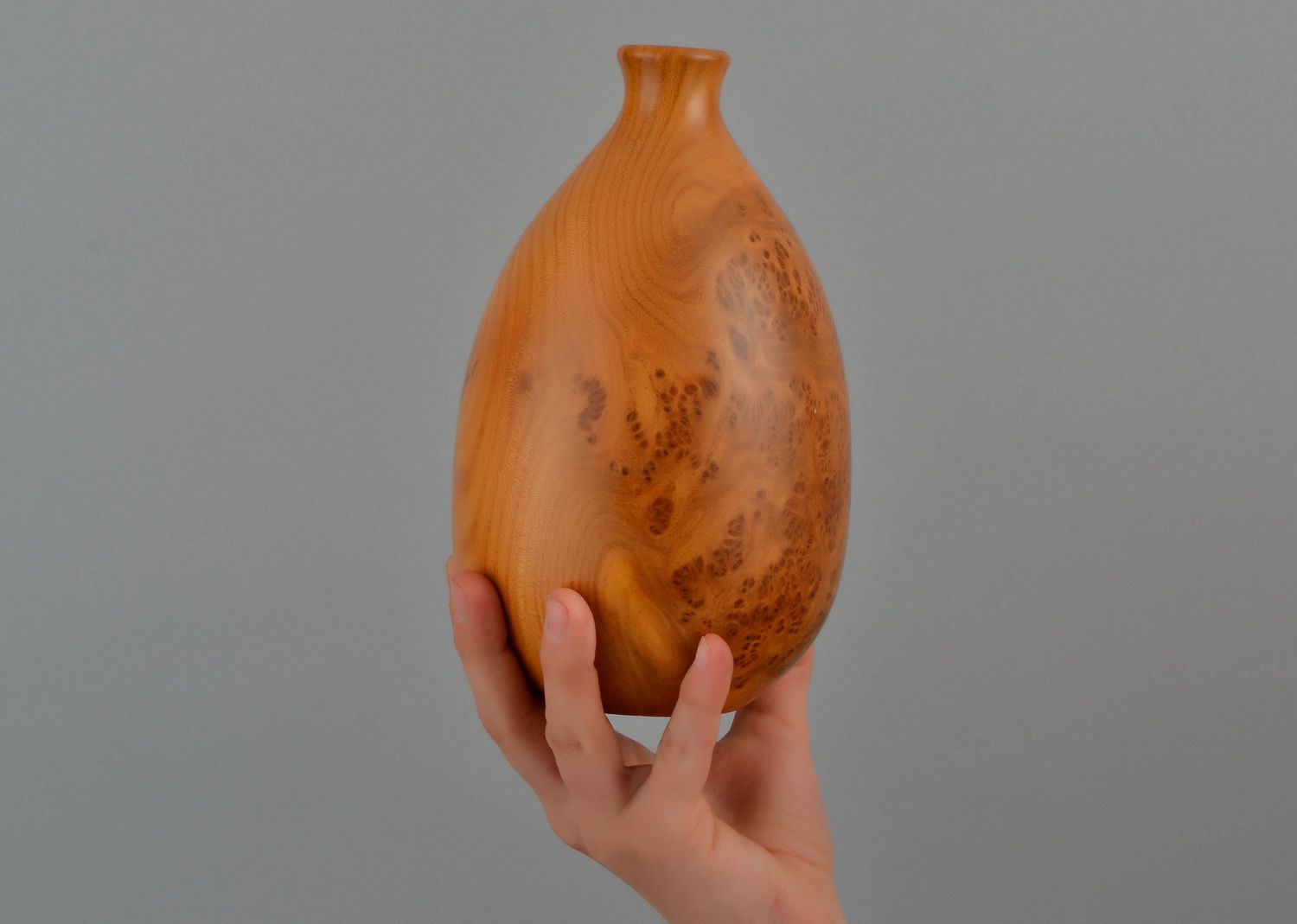 8 inches wooden handmade bottle shape vase for home décor 1,9 lb photo 5