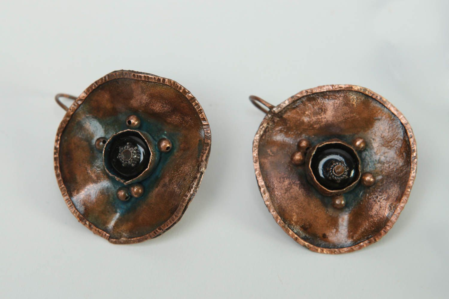 Boucles d'oreilles cuivre Collier fait main Accessoires femme métal grands photo 5