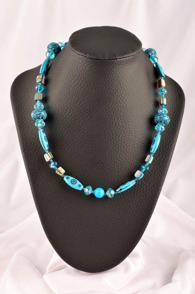 Halskette Damen handmade Designer Schmuck Damen Collier Geschenk Ideen in Blau foto 1
