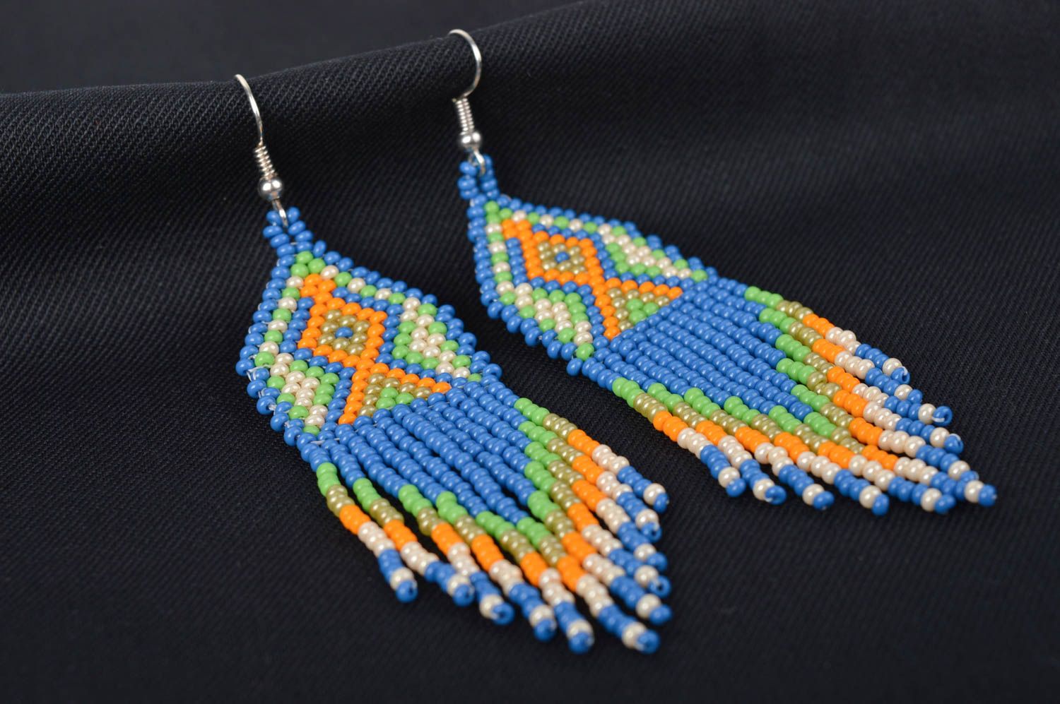 Handmade long earrings beautiful designer women accessories unusual form  photo 1