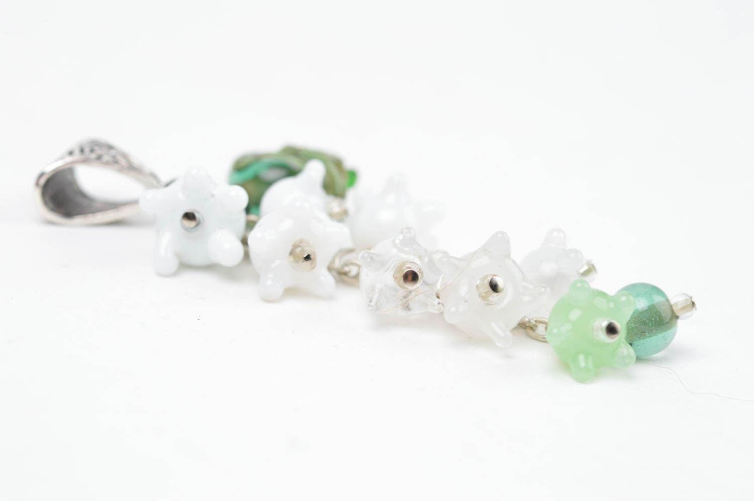 Unusual handmade beaded pendant glass bead pendant designer jewelry gift ideas photo 2