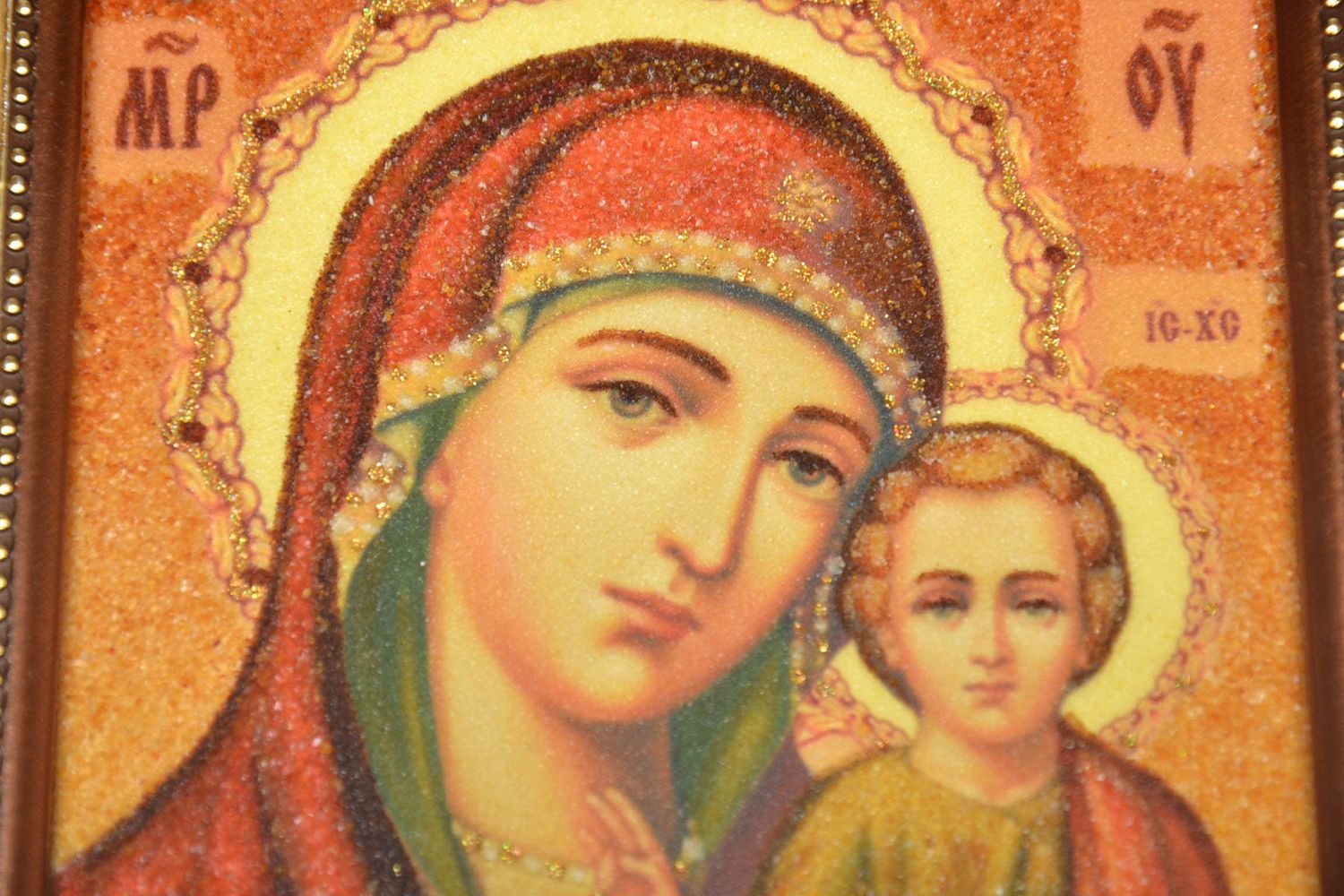Christliche Ikone mit Bernstein Gottesmutter mit Jesus Christus foto 4