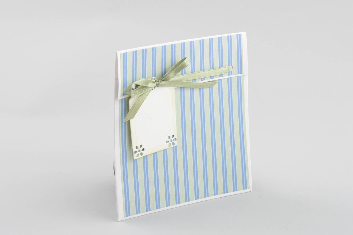 Enveloppe fait main Enveloppe créative design ruban bleu rayé Idée cadeau photo 4