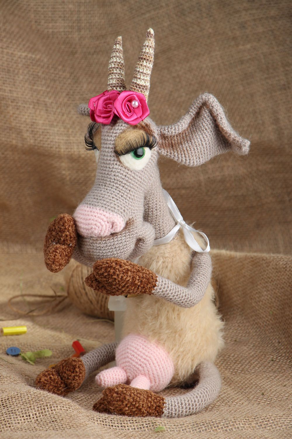 Soft knitted toy Goat Mannya photo 5