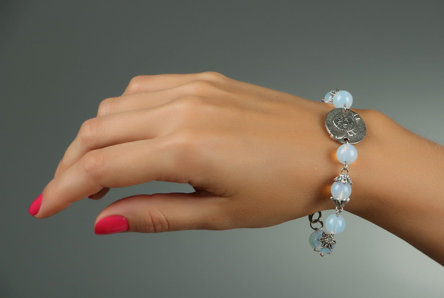 Bracelet fait main avec verre opale photo 4