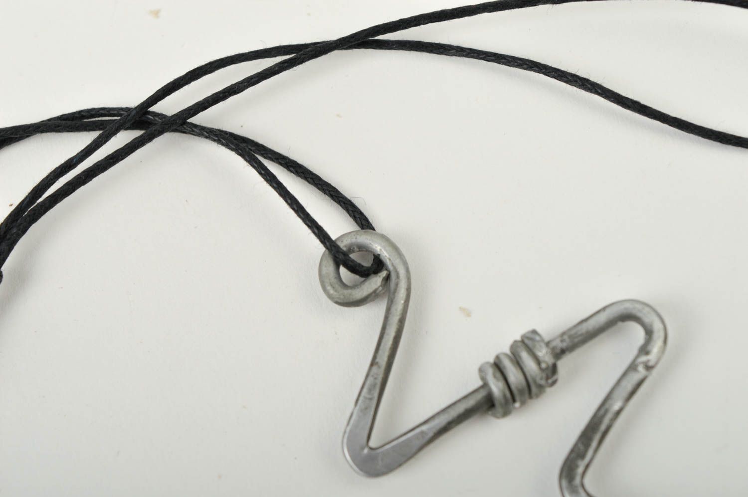 Handmade designer pendant stylish metal accessory unusual pendant on lace photo 5