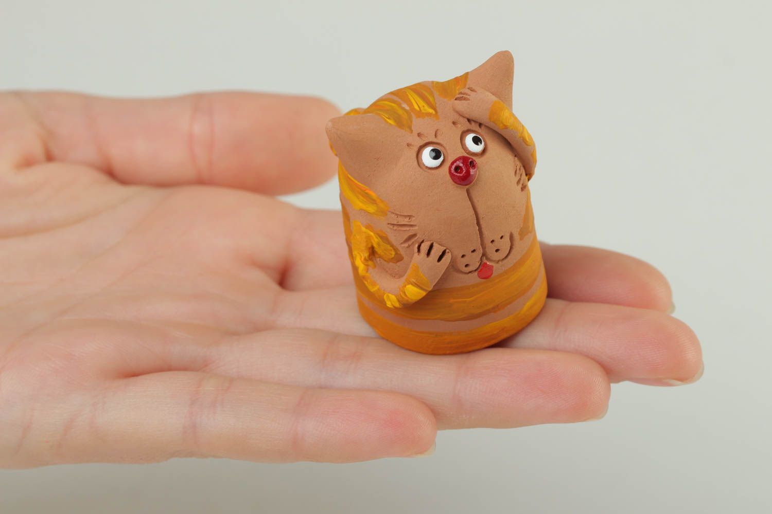Handmade Keramik Katze Dekoideen Wohnzimmer Kinder Geschenk originell klein foto 5