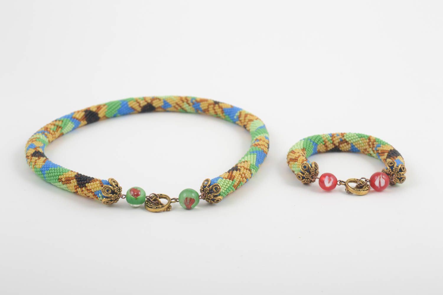 Designer unusual necklace handmade stylish jewelry set beautiful bracelet photo 2