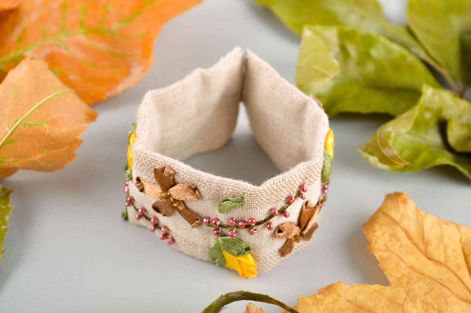 Handgemachtes schönes Armband Schmuck für Frauen Stoff Armband mit Blumen foto 1