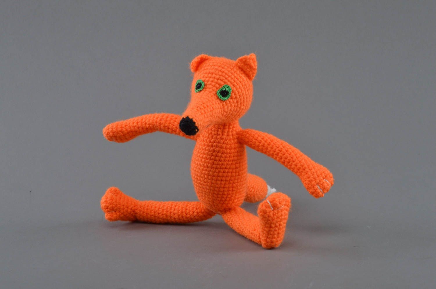 Soft crocheted toy red fox beautiful handmade children's designer present photo 1