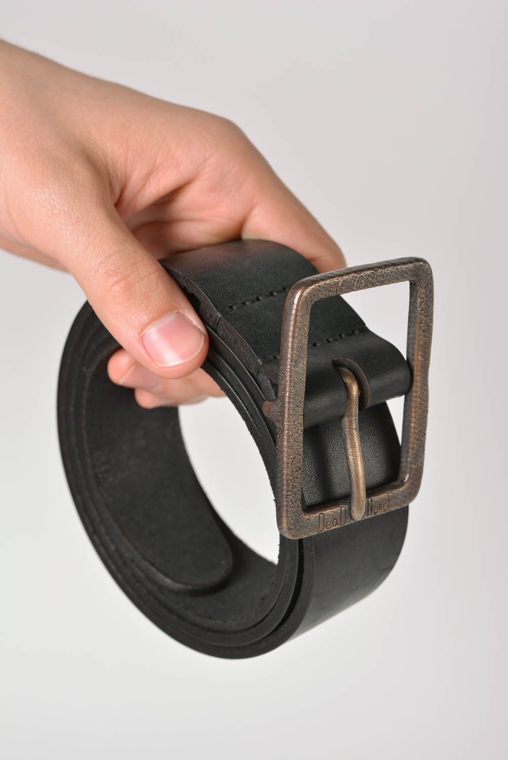 Handmade leather belt black leather belt men belt designer accessories photo 3