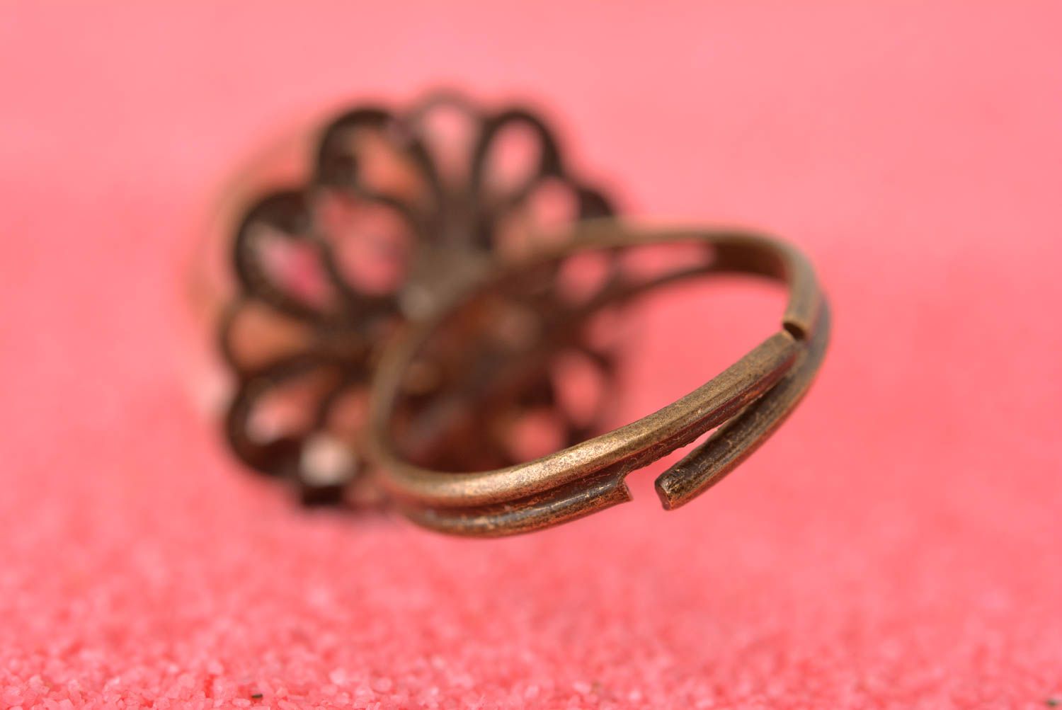 Handmade romantic ring massive designer ring metal cute feminine ring photo 5