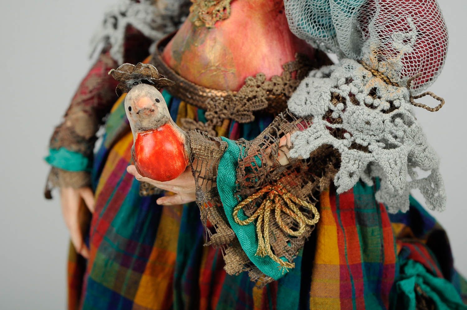 Designer's doll made of natural fabrics Snegirina photo 5