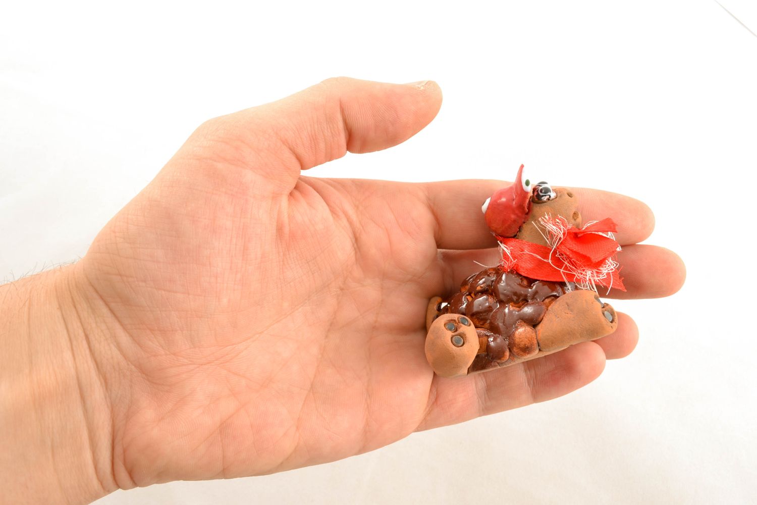 Petite figurine en céramique Tortue faite main photo 1