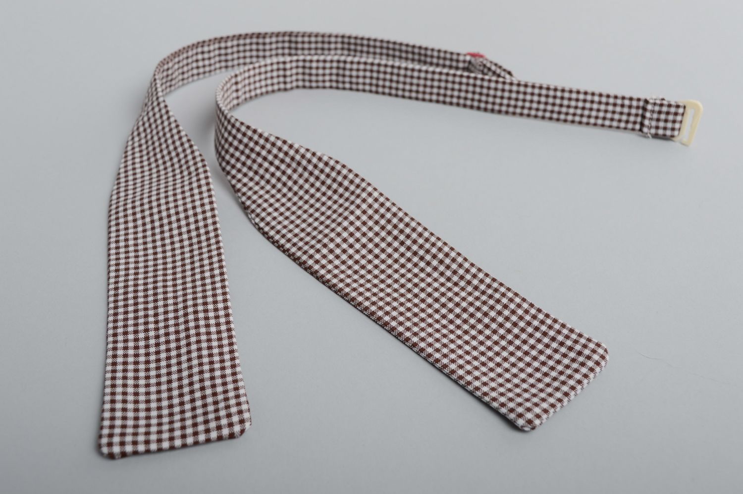 Текстильный галстук-бабочка самовяз в маленькую клетку фото 2