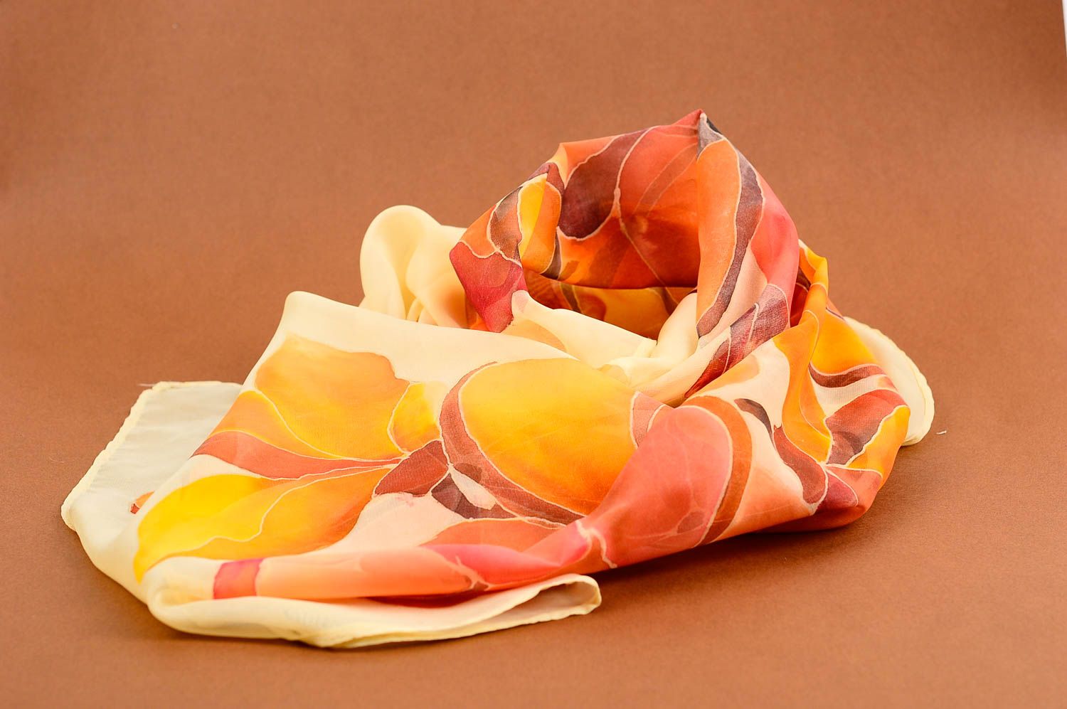 Симпатичный шарфик ручной работы шифоновый шарф с цветочками женский шарф фото 3