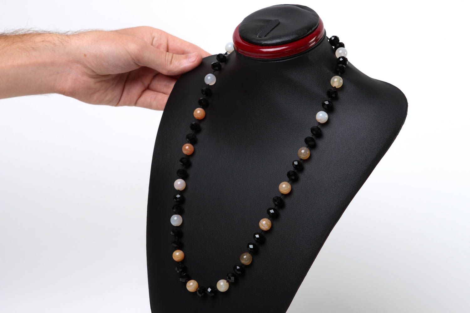 Handmade bead necklace unusual necklace stone jewelry designer accessory photo 5