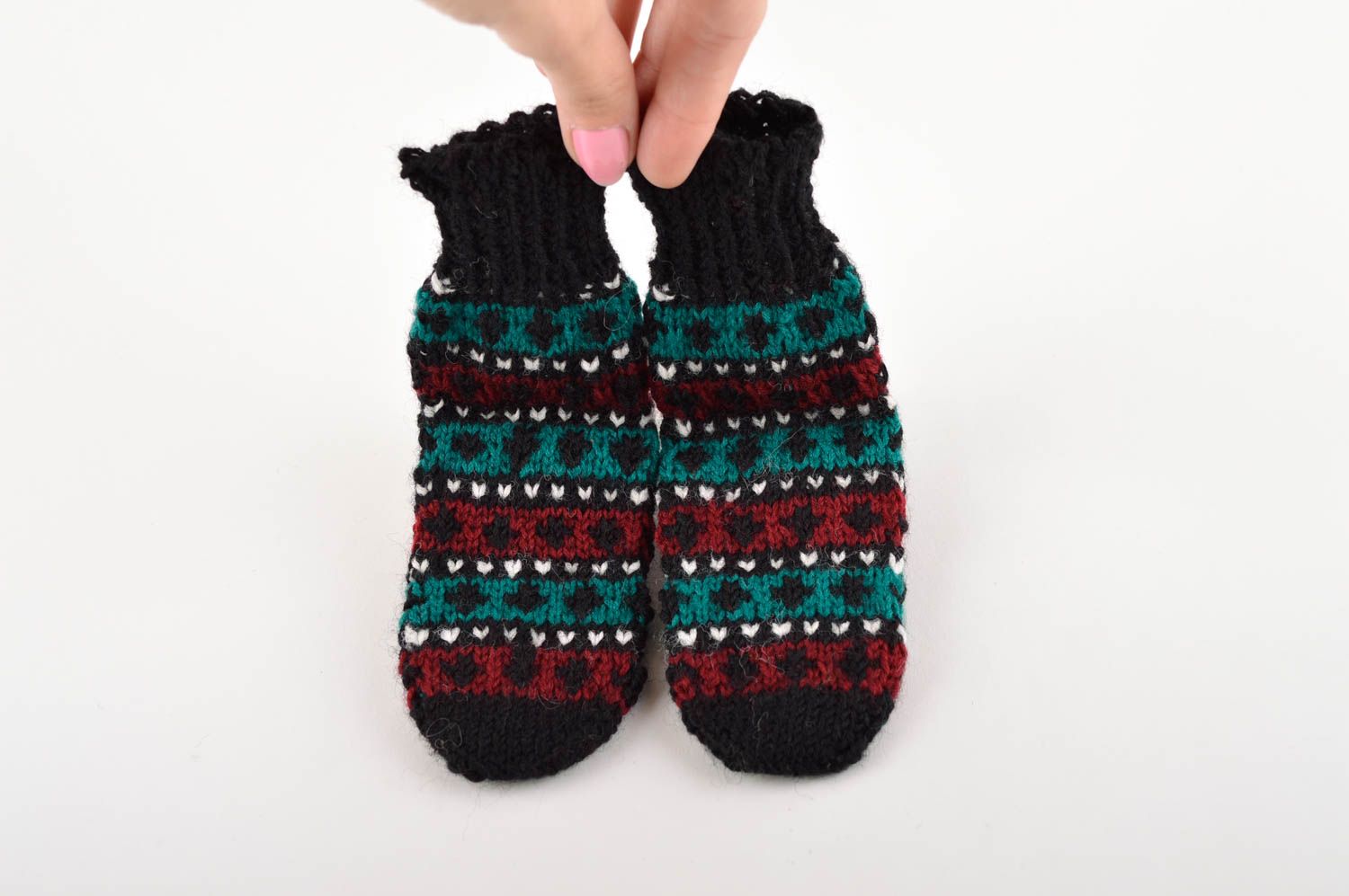 Носки ручной работы шерстяные носки теплые детские носки темные оригинальные фото 2
