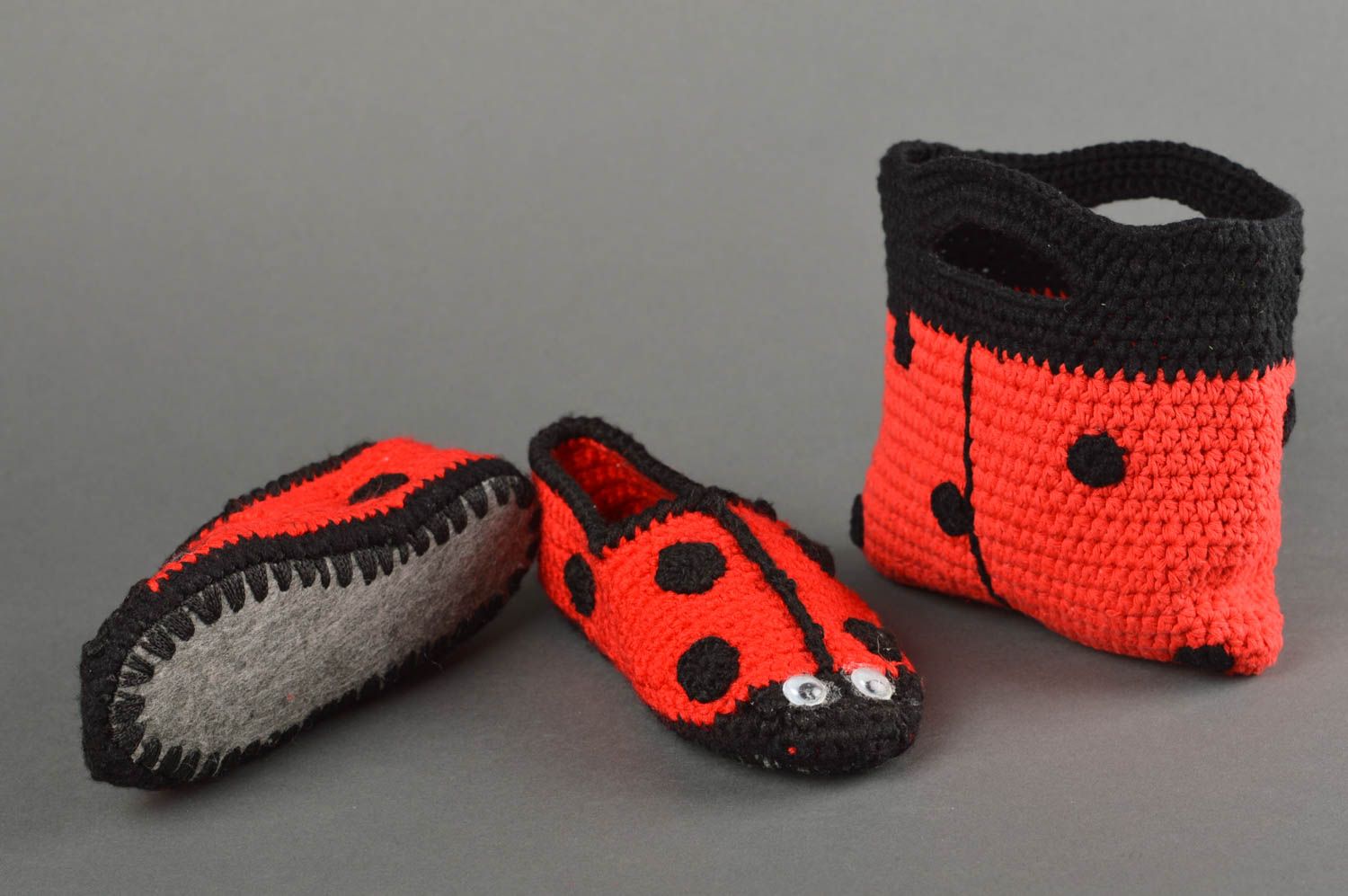 Handmade cute crocheted footwear unusual stylish kids bag designer girls present photo 2