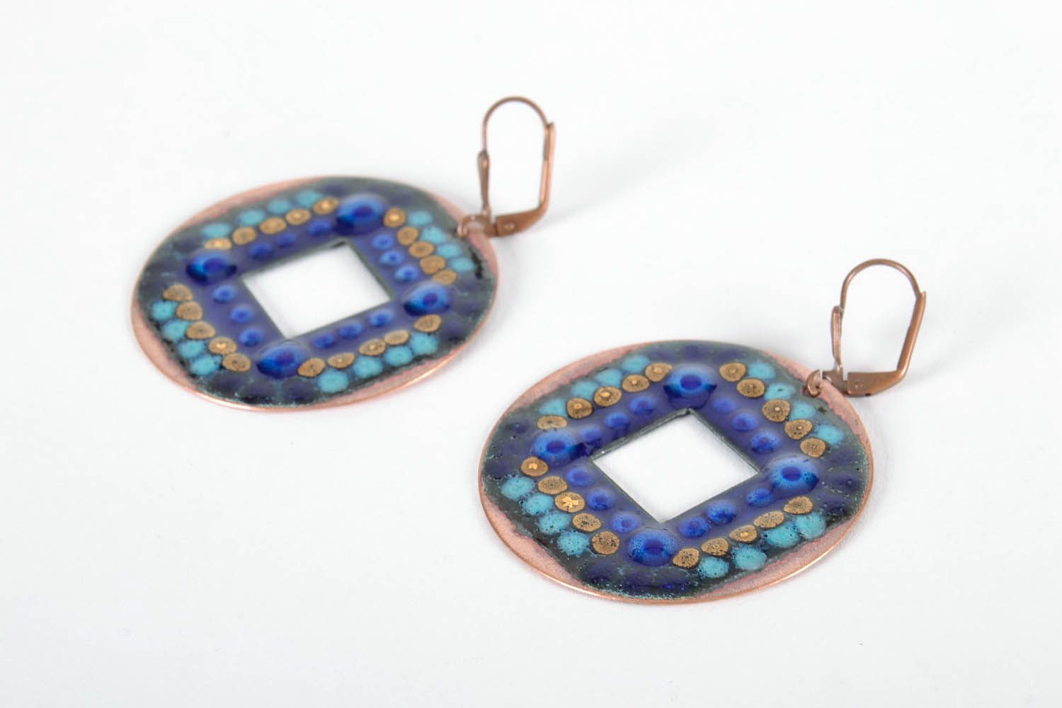 Round copper earrings photo 1