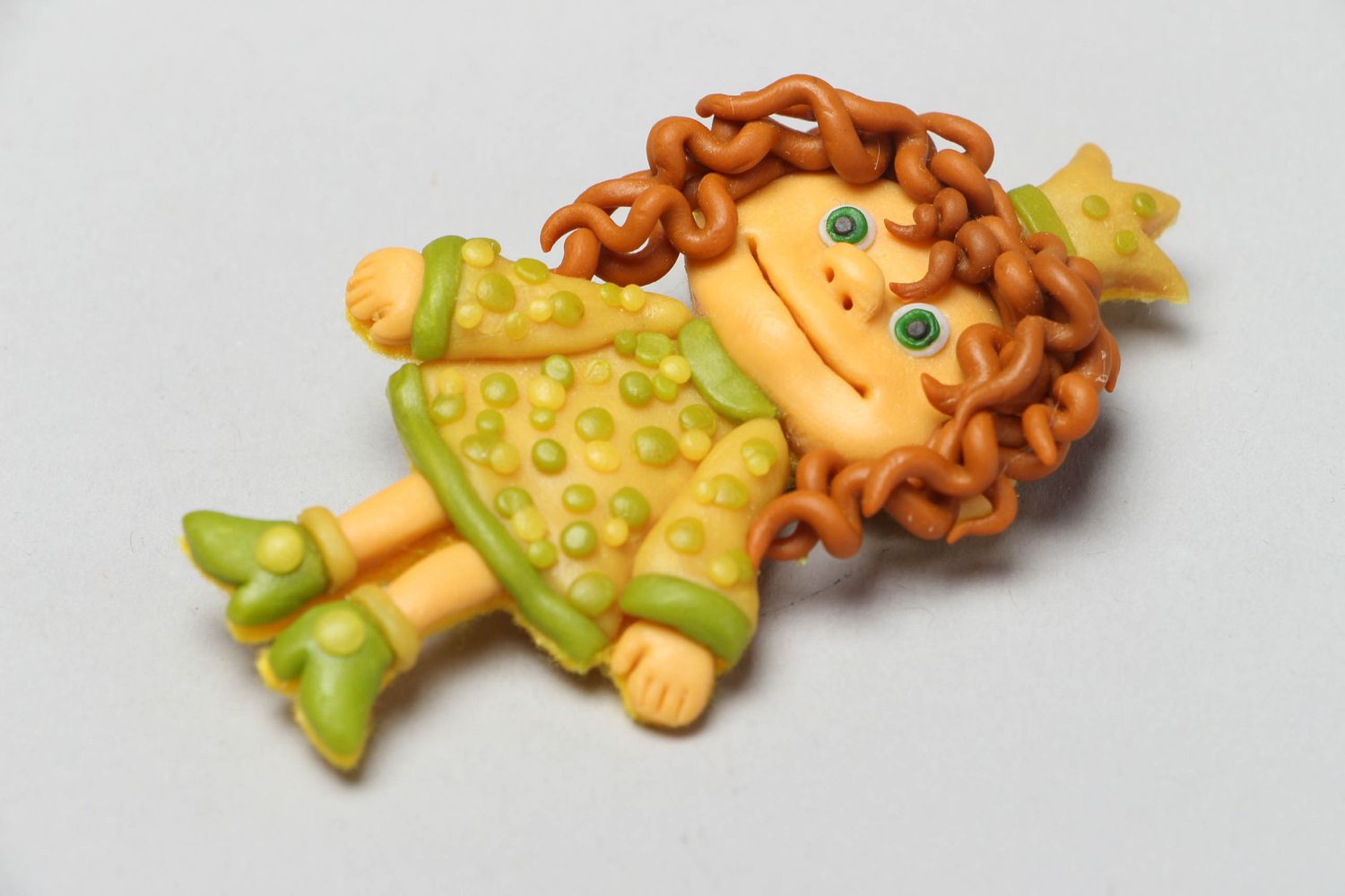Polymer clay brooch in the shape of princess photo 1