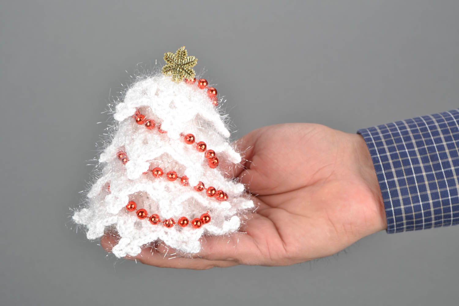 Árvore decorativa de malha tricotada de fios de algodão foto 1