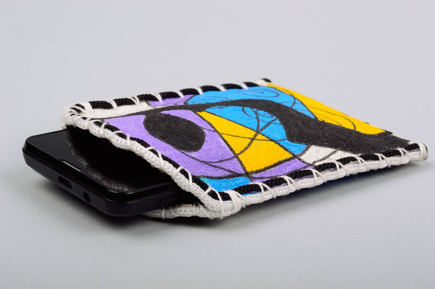 Чехол для телефона из ткани с росписью оригинальный для женщин ручная работа фото 5
