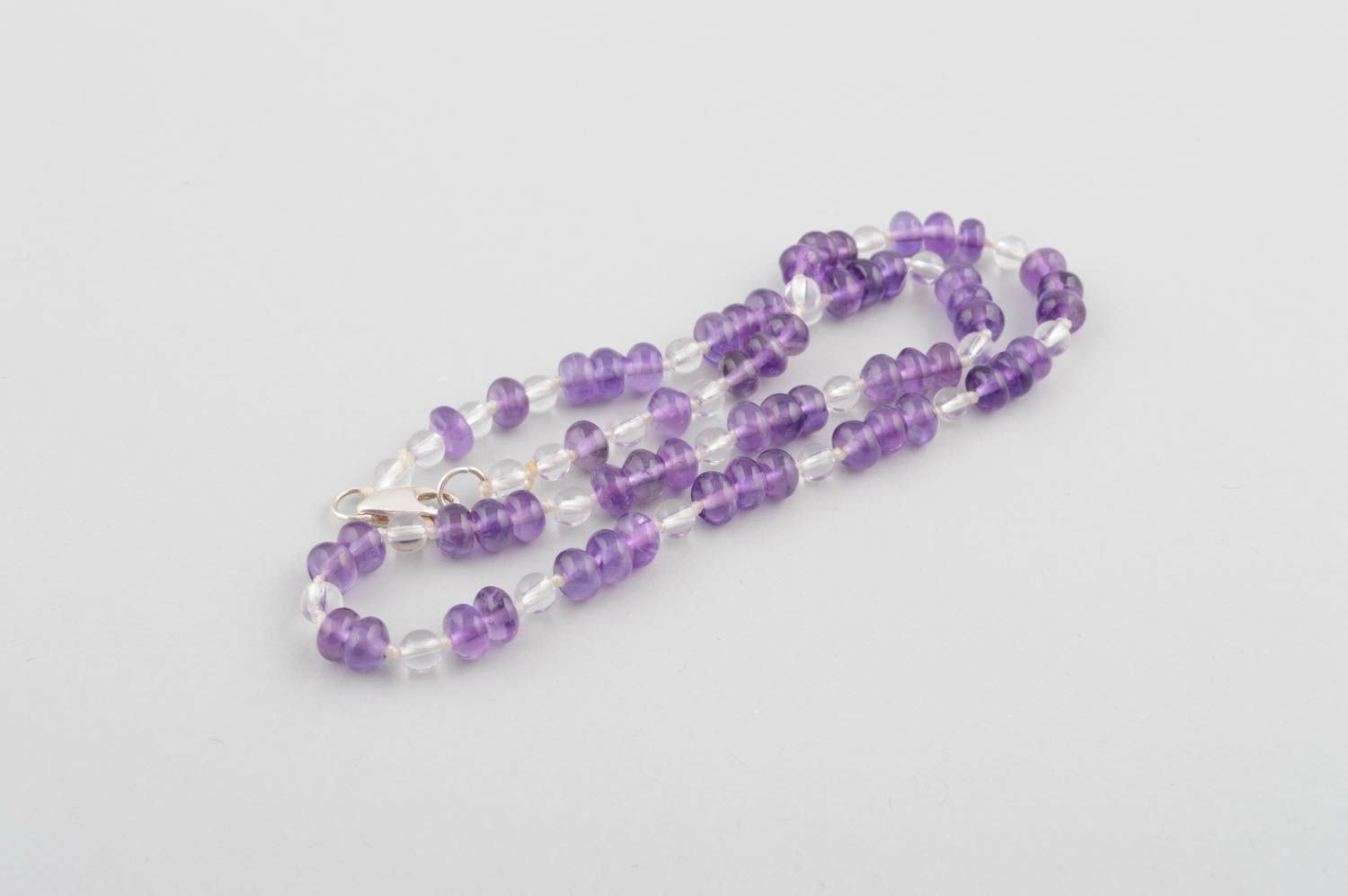 Handmade beaded necklace with amethyst and crystal design jewelry gift for girl photo 4