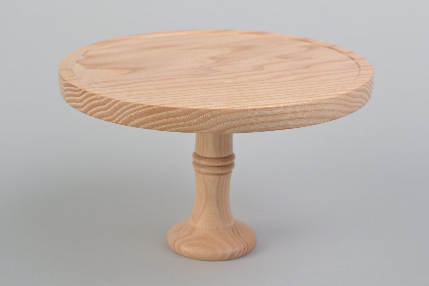 Handmade small cake stand cut out of light maple wood for present photo 5