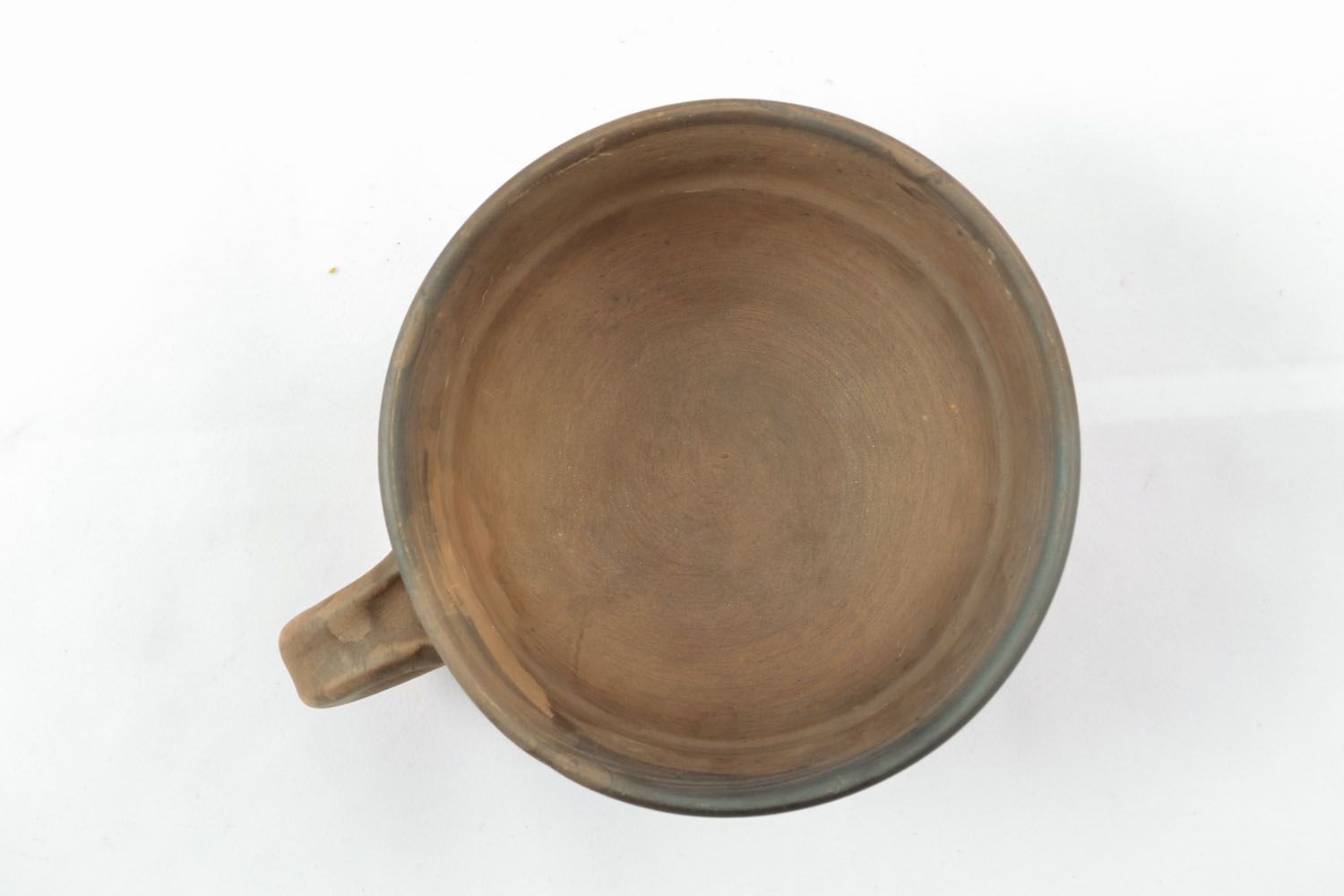 Clay coffee not glazed natural lead-free cup in middle ages style with handle photo 2