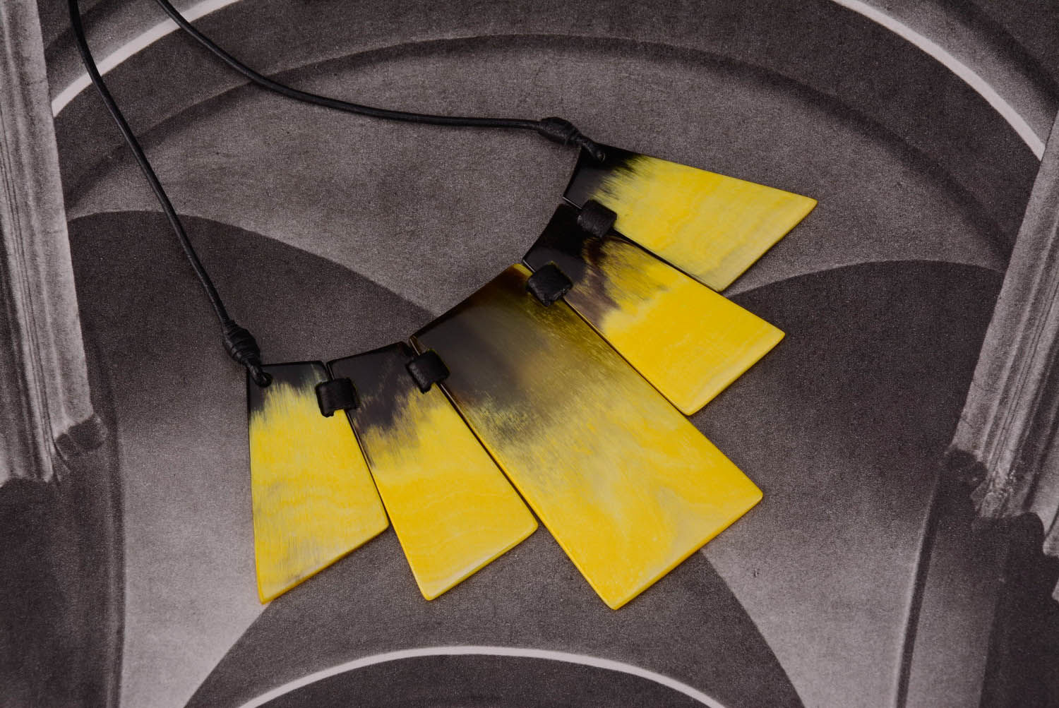 Yellow Necklace Made of Horn photo 2