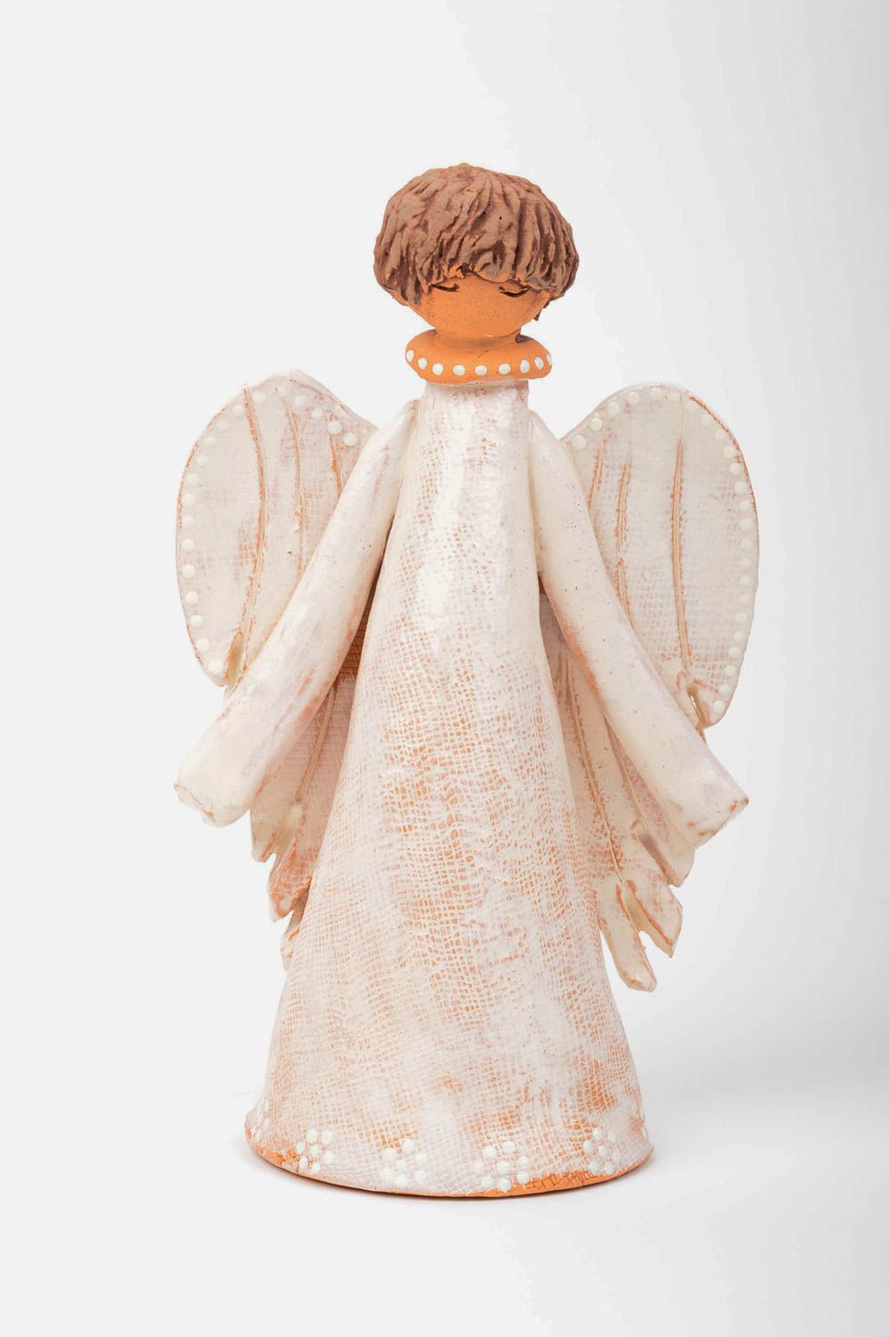 Handmade ceramic statuette unusual clay angel figurine decorative use only photo 3