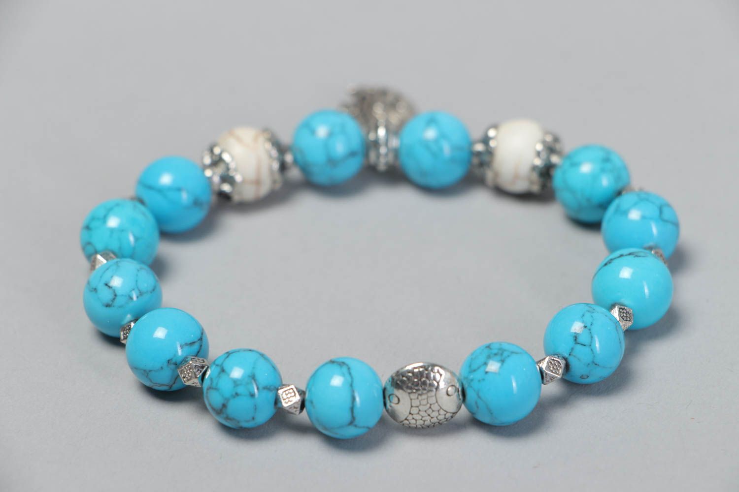 Handmade turquoise bracelet stylish designer accessory jewelry with charms photo 3