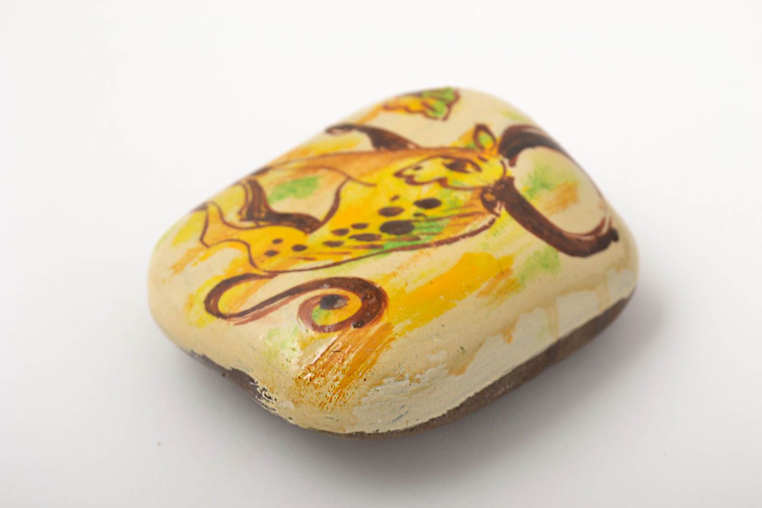 Unusual handmade painted pebble sea stone art modern art decorative use only photo 4