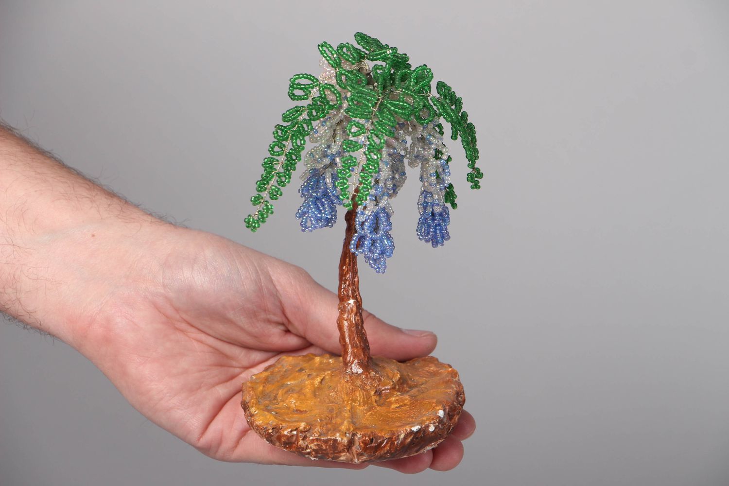 Handgemachter Baum aus Perlen Palmbaum foto 3
