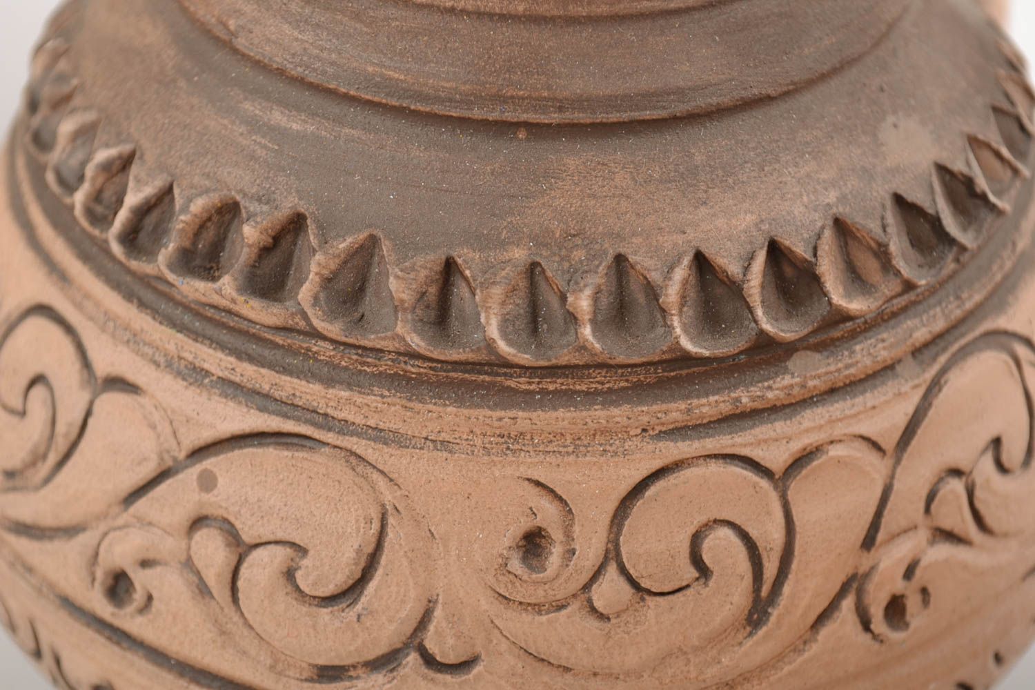 Handmade Ton Kaffeekocher Set aus Keramik mit Ornament 500 ml und 250 ml 3 Stück foto 3