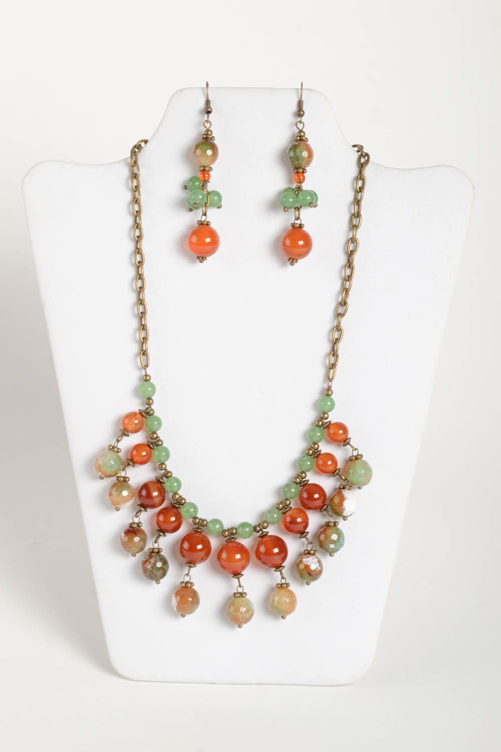 Handmade natural stone jewelry designer tender necklace elegant earrings photo 2