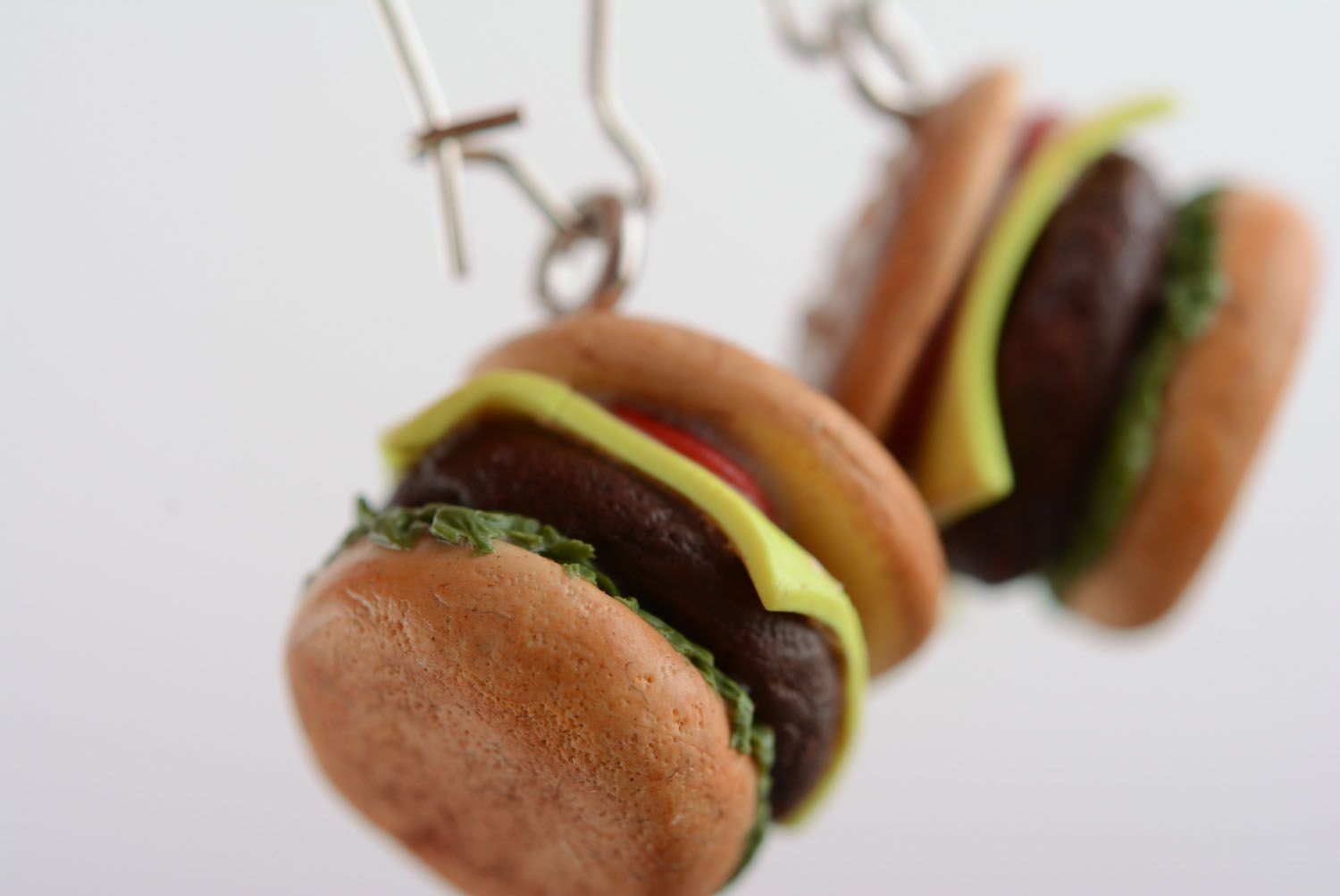 Earrings made of polymer clay Cheeseburgers photo 4