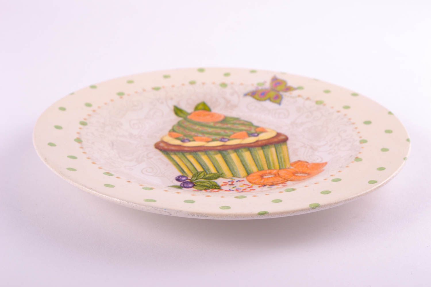 Handmade plate stylish decoupage kitchen accessory decorative use only photo 5