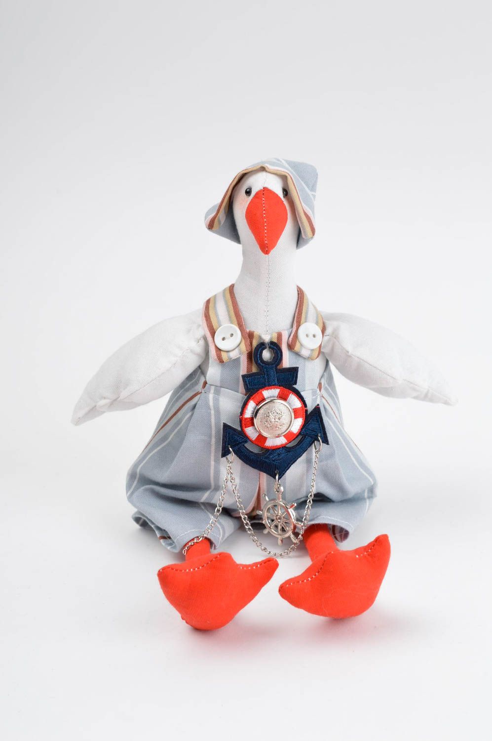 Juguete artesanal pato con vestido y gorro peluche original regalo para niños foto 2