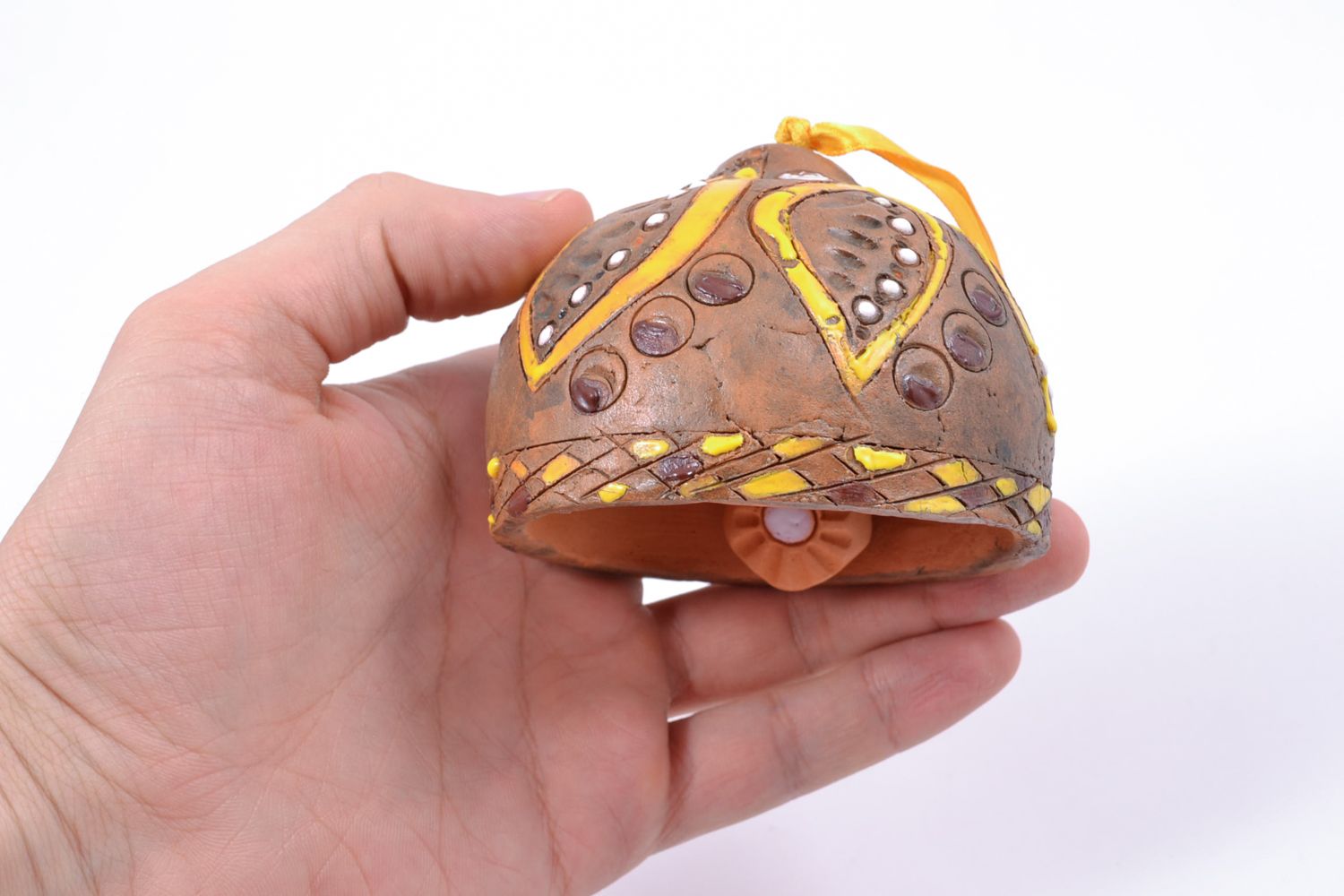 Campanello decorativo fatto a mano in ceramica souvenir da appendere originale foto 2