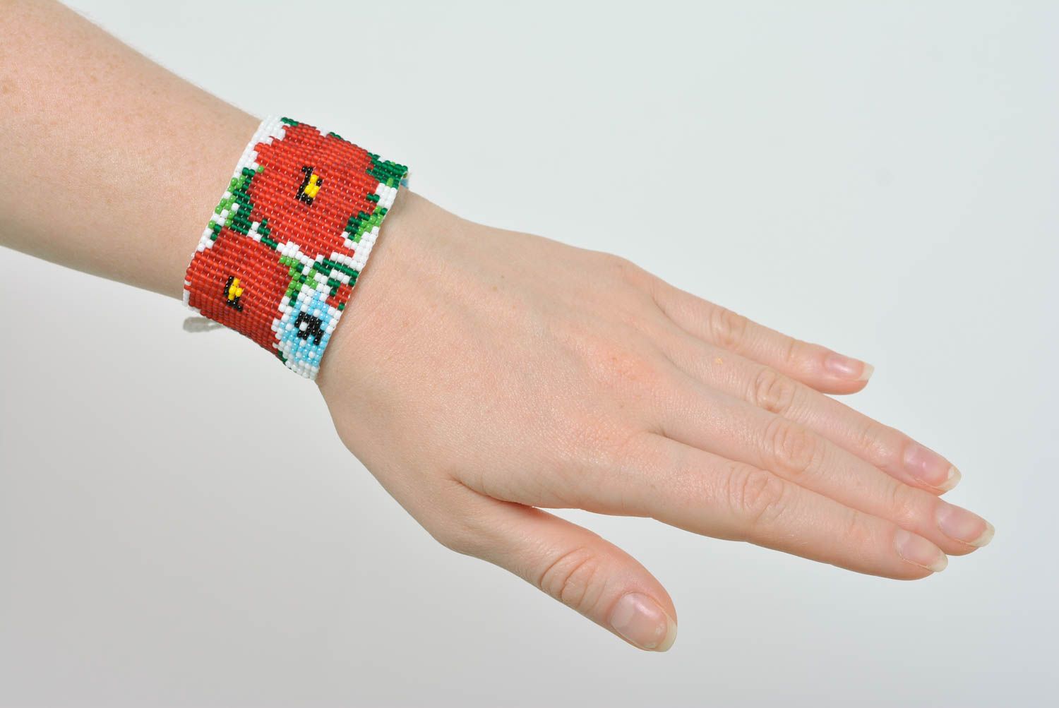 Bracelet en perles de rocaille Bijou fait main motif floral Cadeau pour femme photo 2