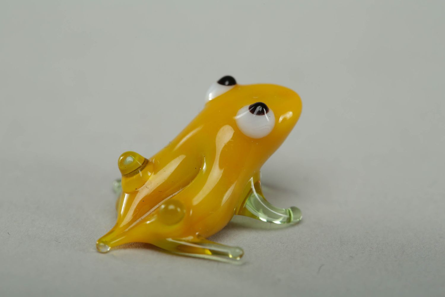 Figura de cristal artesanal rana amarilla foto 3