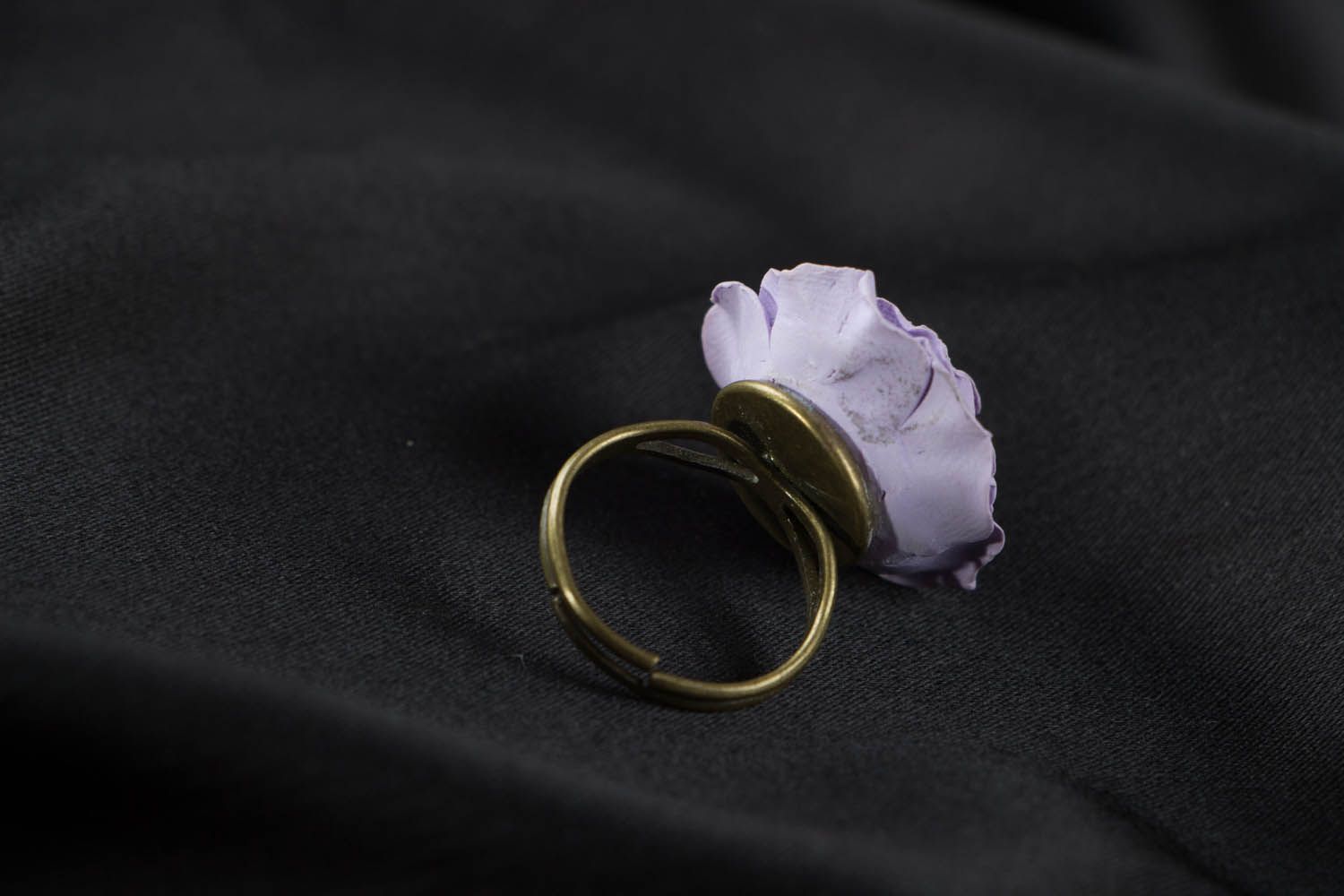 Кольцо с цветком из полимерной глины Роза фото 3