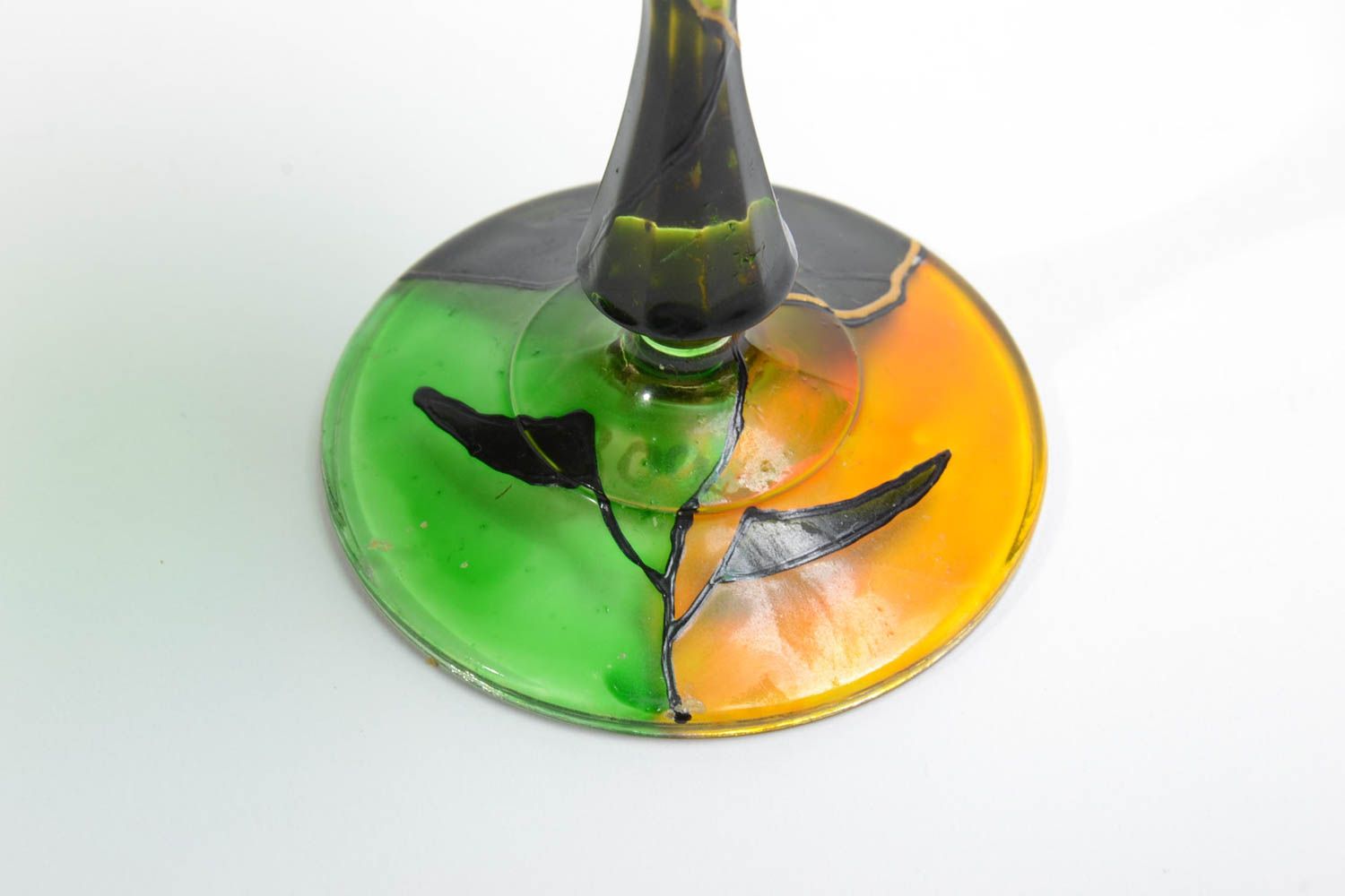 Стеклянный бокал с росписью витражными красками ручной работы Солнечный 300 мл фото 4